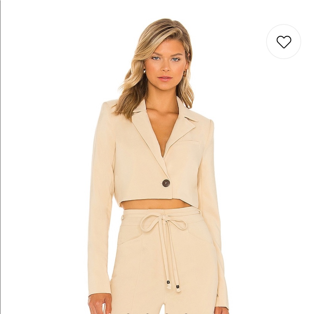 Sofia Richie Prague Cropped Blazer in Taupe